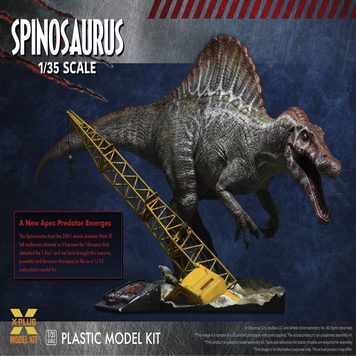 XPLUS KITS 0411 1/35 JURASSIC PARK III SPINOSAURUS PLASTIC MODEL KIT