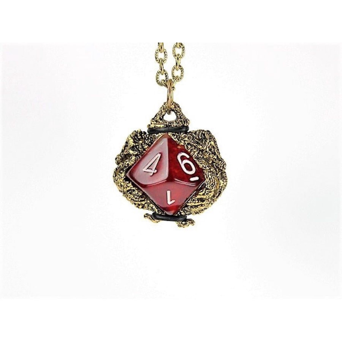 Dice Holder Jewelry Dragons D10 Pendant in Gold - 53211 DHJ Dragon D10 Gold