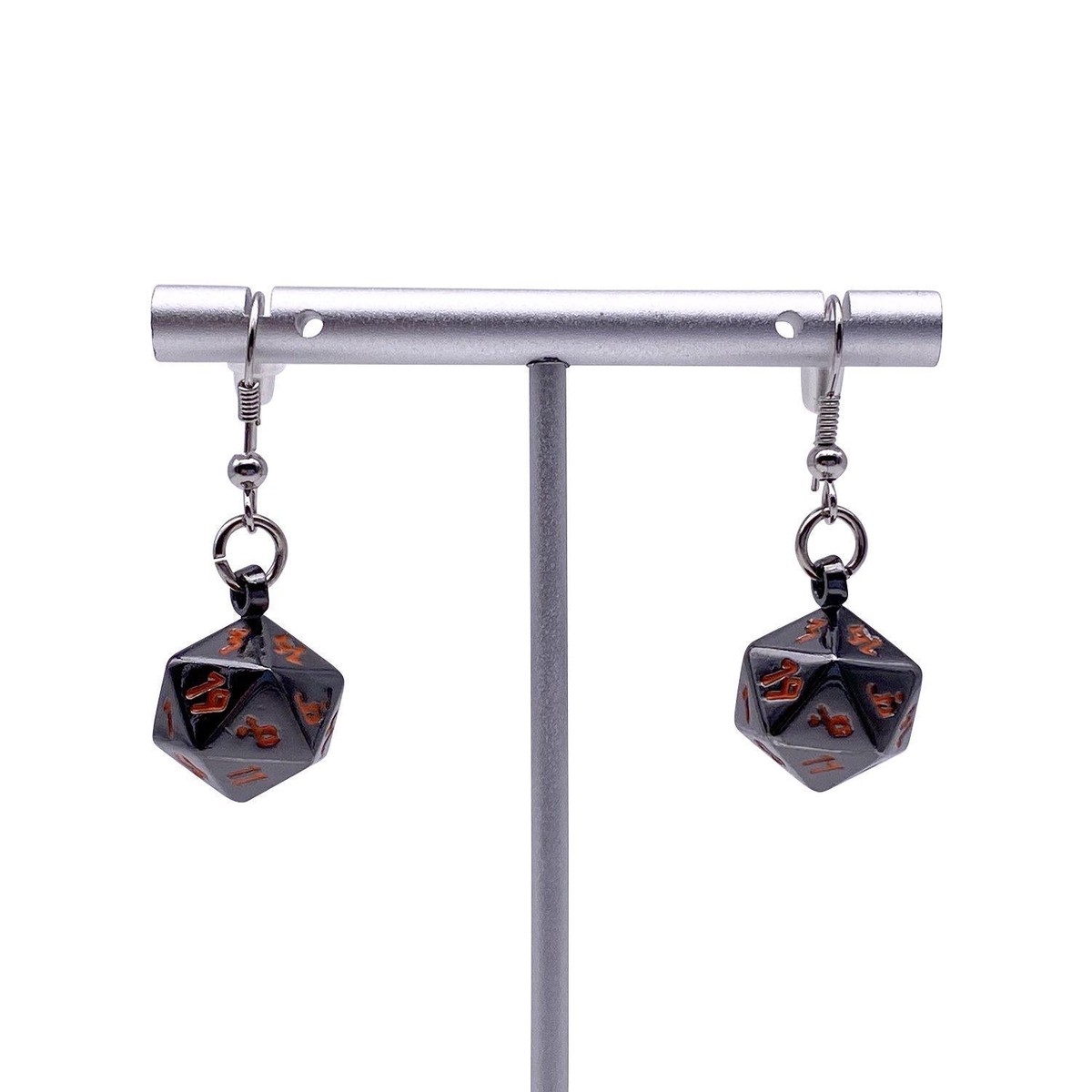 D20 Earrings Black Lava - D20 Earrings Black Lava