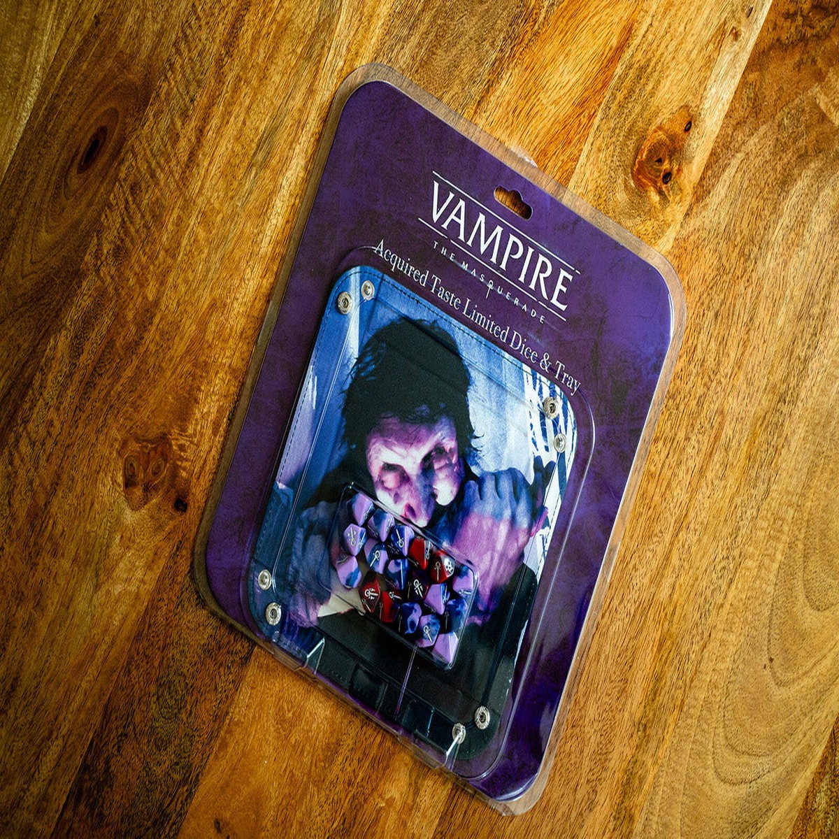 Vampire the Masquerade: Acquired Taste Limited Dice & Tray - VtM Acquired Taste Dice Set