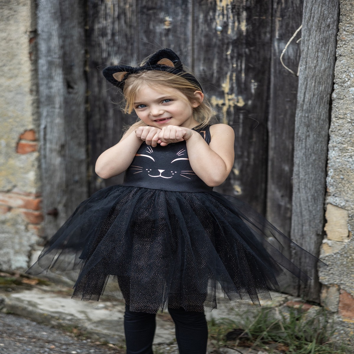 Black Cat Dress & Headpiece Size 5-6