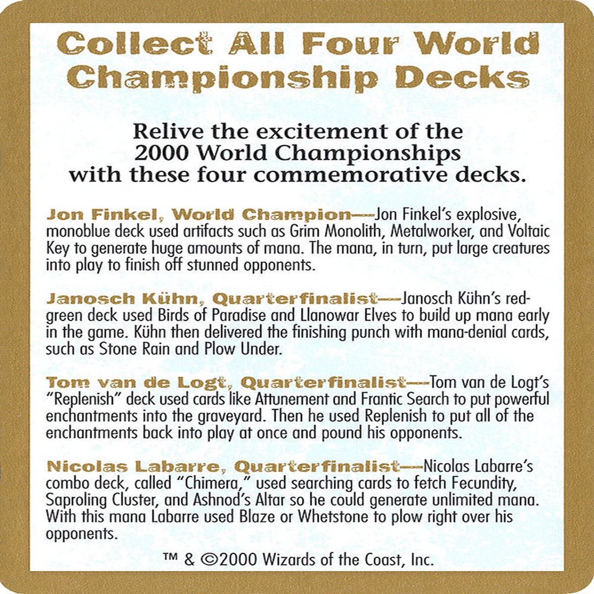 2000 World Championships Ad [World Championship Decks 2000] - Near Mint