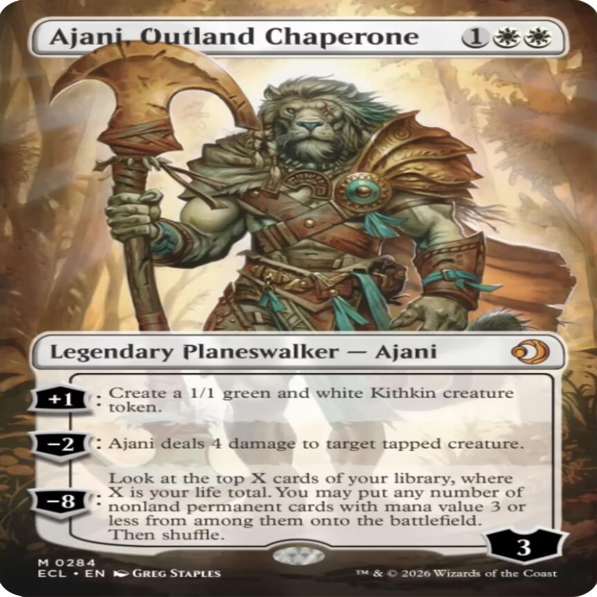 Ajani, Outland Chaperone (Borderless) [ECL - 284] - Near Mint | English | Normal
