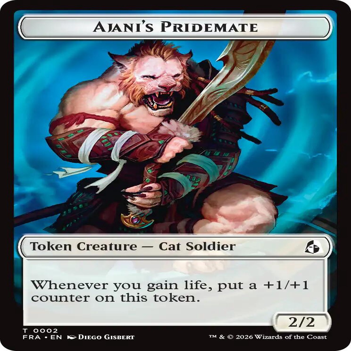 Ajani's Pridemate // Mowu Double-Sided Token [FRA - 2 // 10] - Near Mint | English | Normal