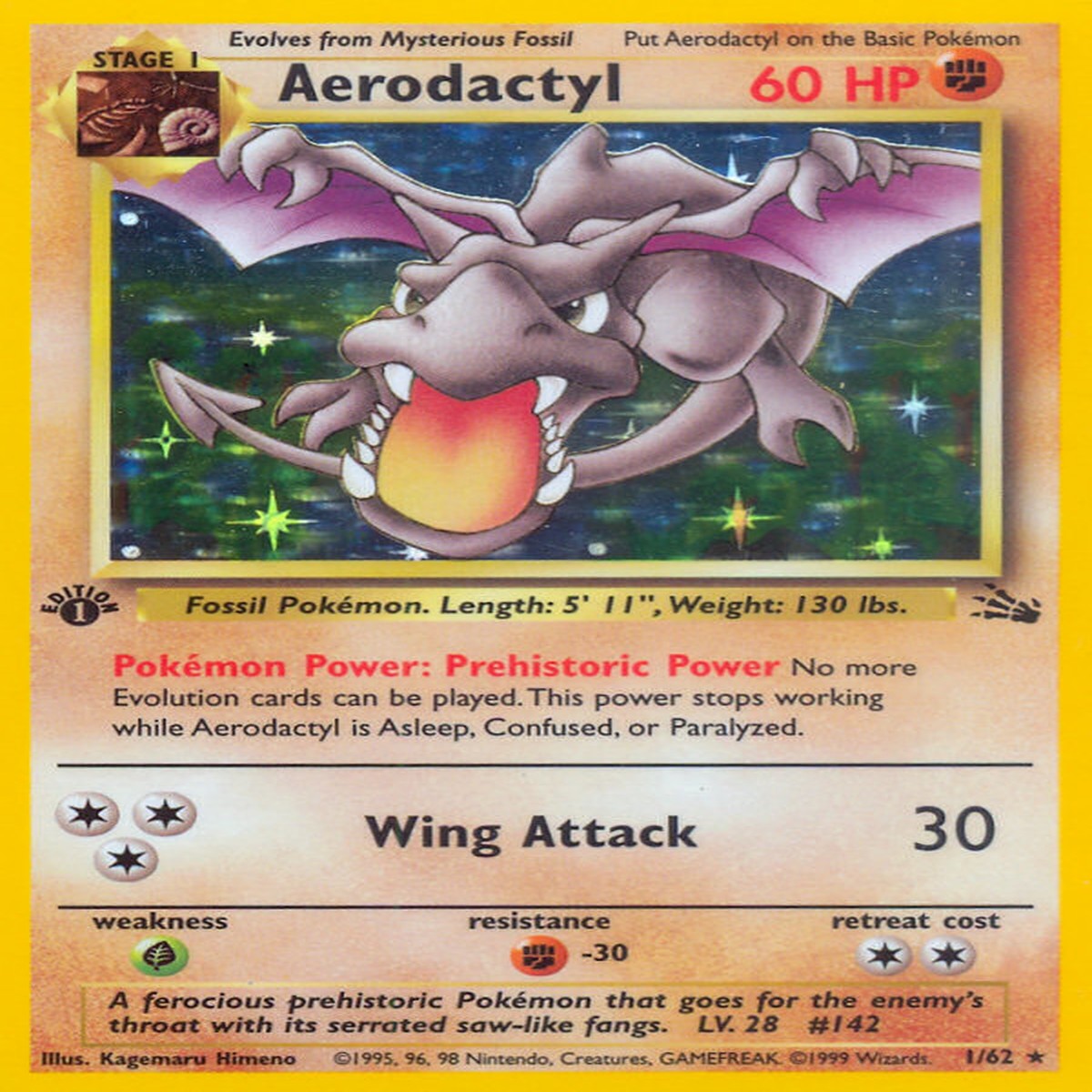 Aerodactyl (1/62) [Fossil 1st Edition] - NM 1st Edition Holofoil
