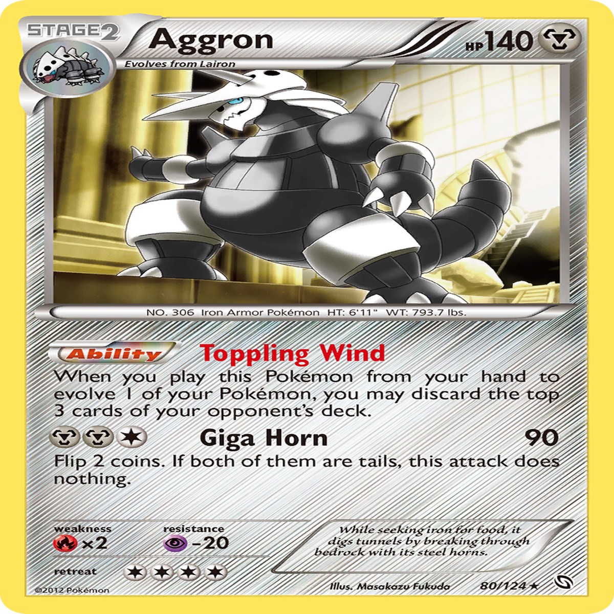 Aggron (80/124) [Black & White: Dragons Exalted] - NM Reverse Holofoil
