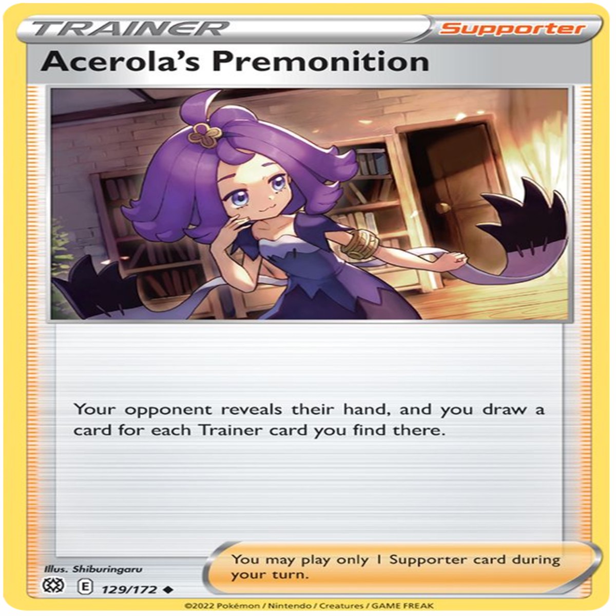 Acerola's Premonition (129/172) [Sword & Shield: Brilliant Stars] - NM Reverse Holofoil