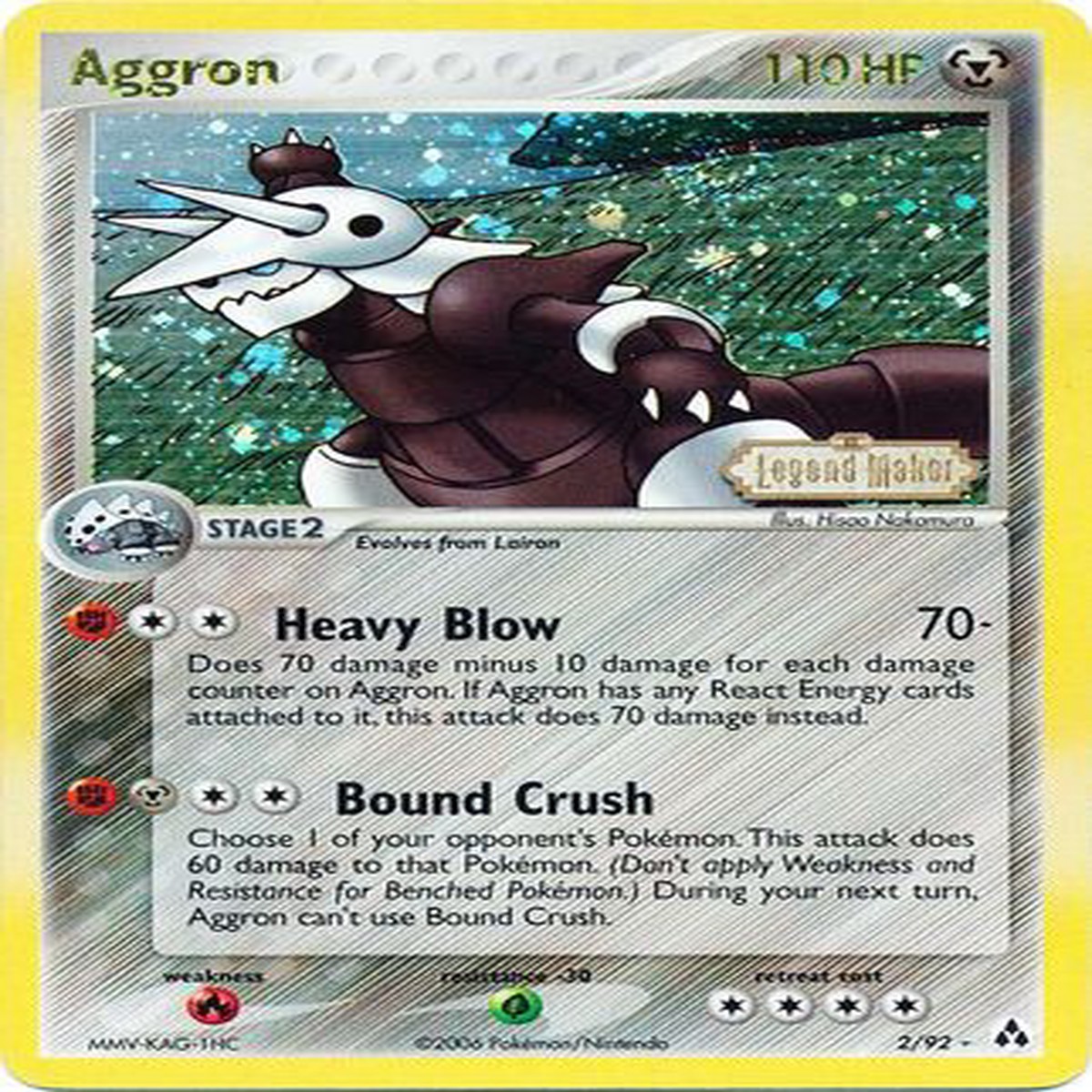 Aggron (2/92) (Stamped) [EX: Legend Maker] - NM Reverse Holofoil