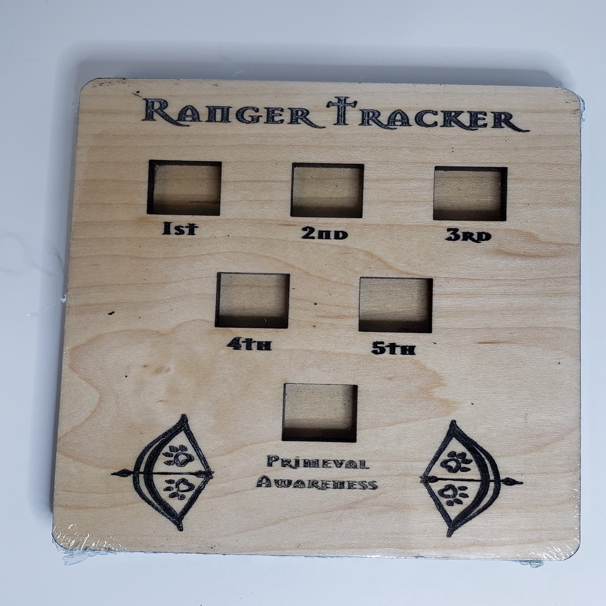 5e Hardwood Character Cards - Ranger Tracker in Cherry Wood - HP Tracker Ranger Cherry