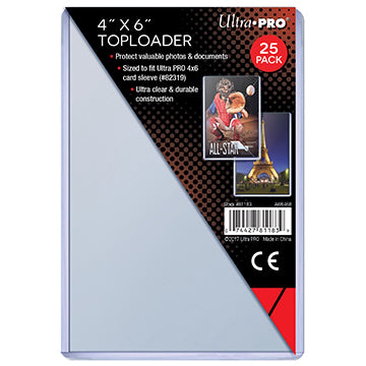 Ultra Pro 4" X 6" Toploader (25 count per pack)