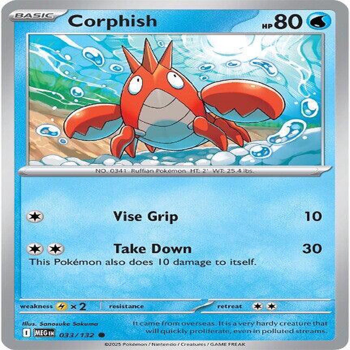 Corphish Normal ME01: Mega Evolution Common 033/132 - Near Mint