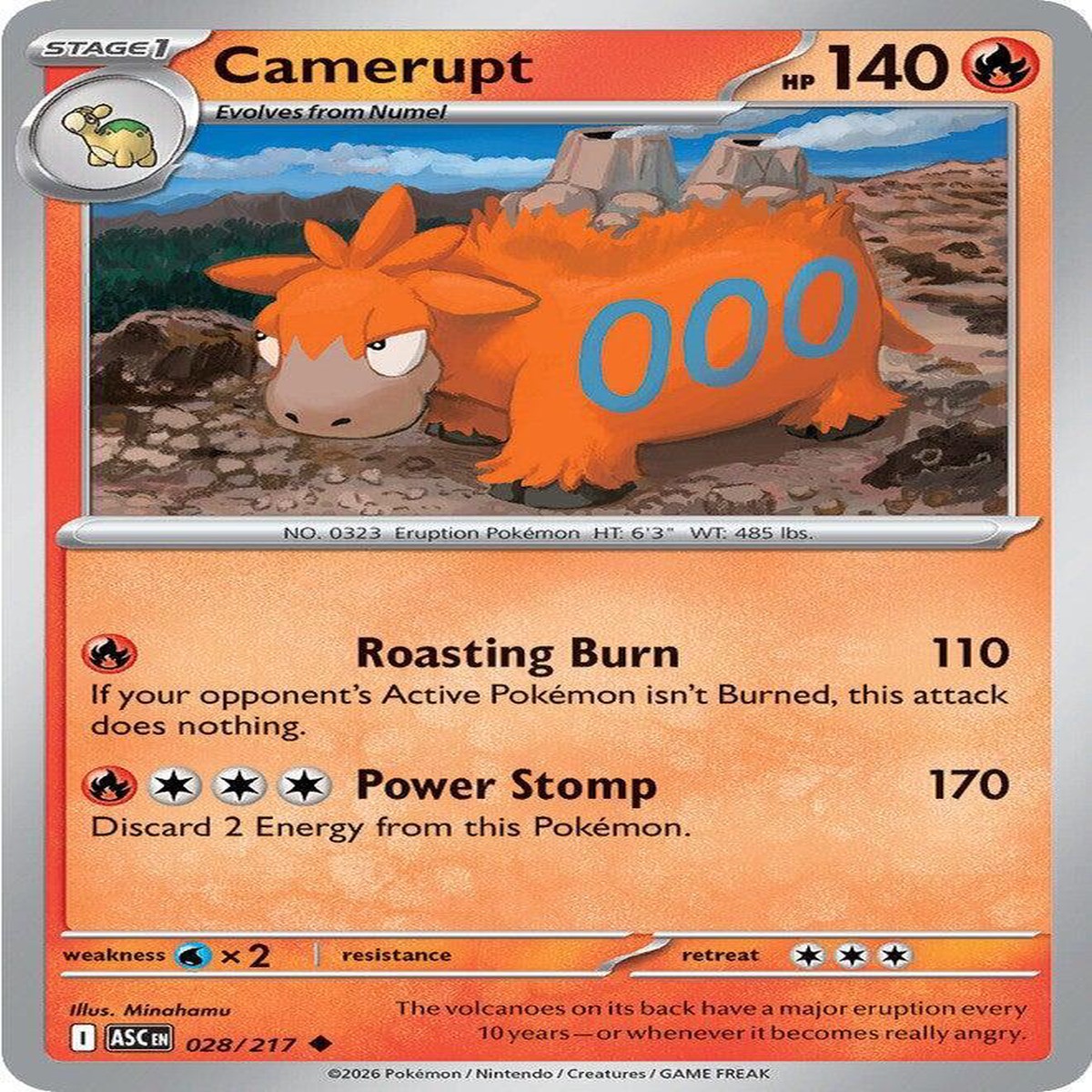 Camerupt Normal ME: Ascended Heroes Uncommon 028/217 - Near Mint