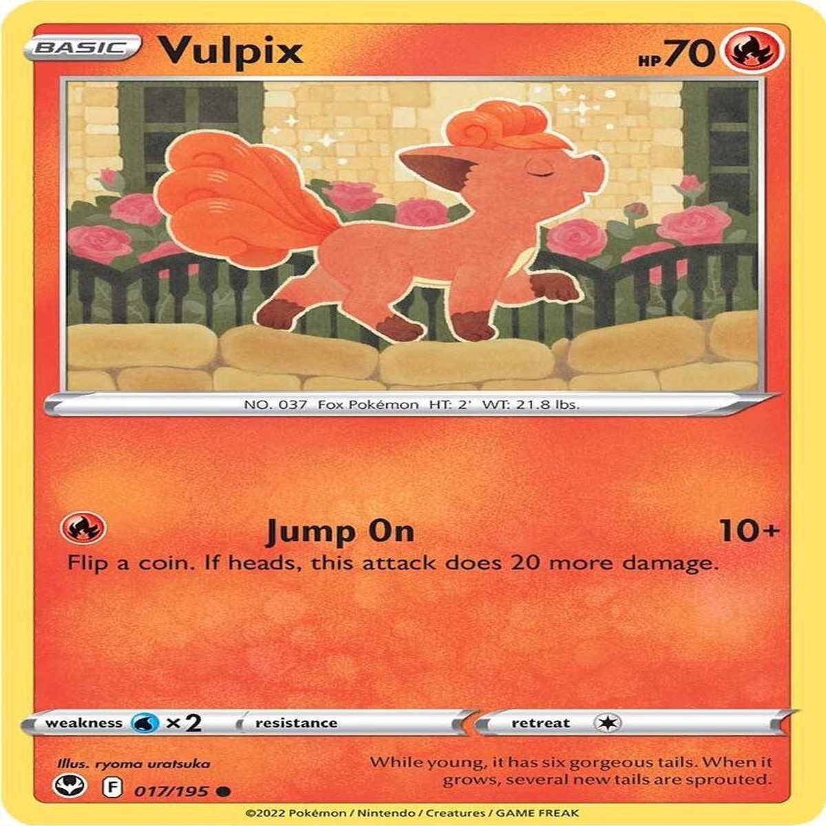 Vulpix Reverse Holofoil SWSH12: Silver Tempest Common 017/195 - Near Mint