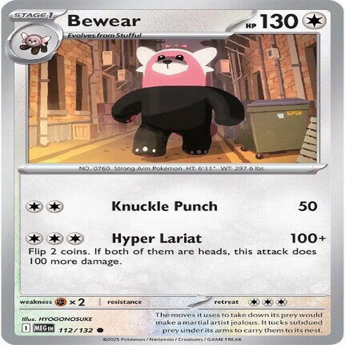 Bewear Reverse Holofoil ME01: Mega Evolution Common 112/132 - Near Mint