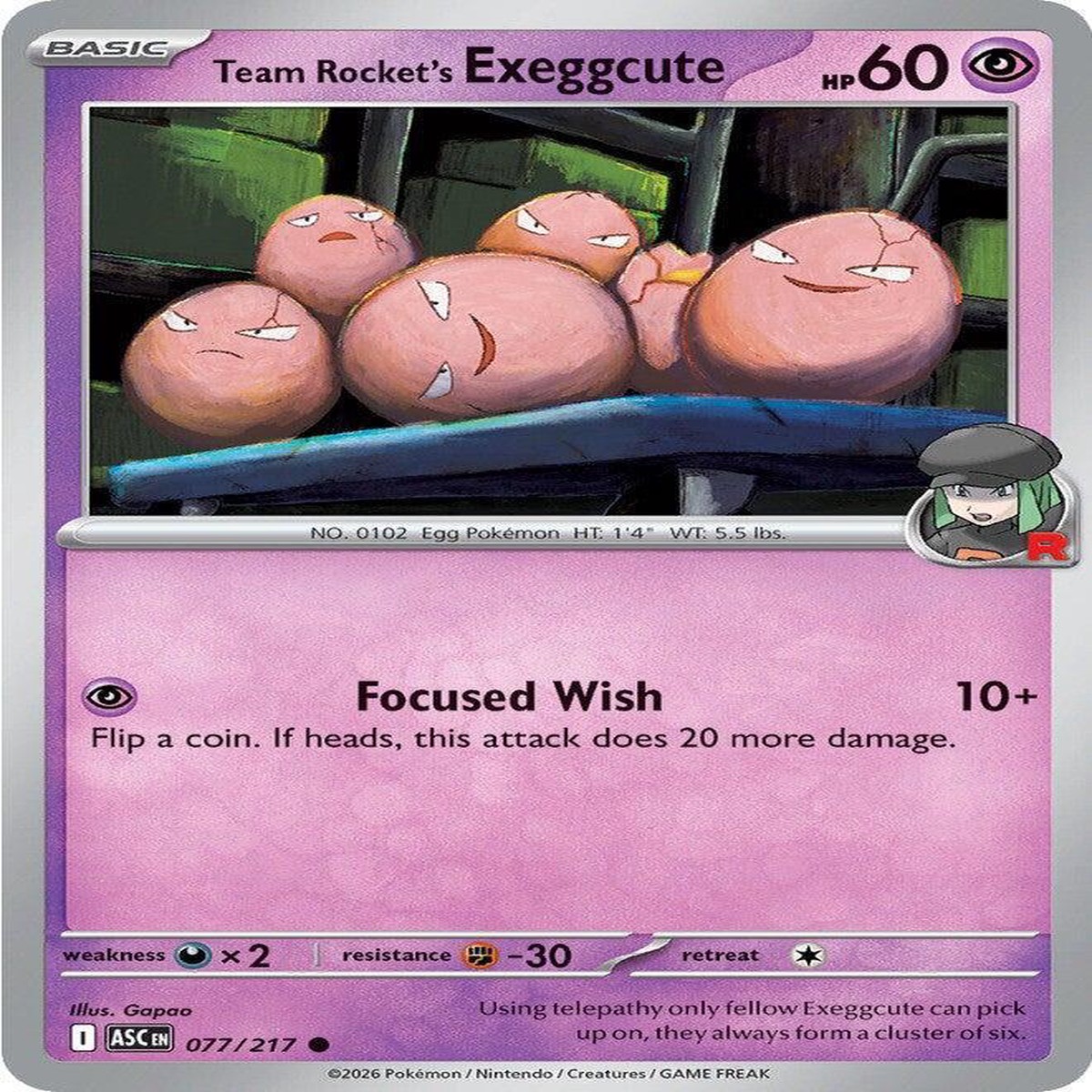 Team Rocket's Exeggcute Normal ME: Ascended Heroes Common 077/217 - Near Mint