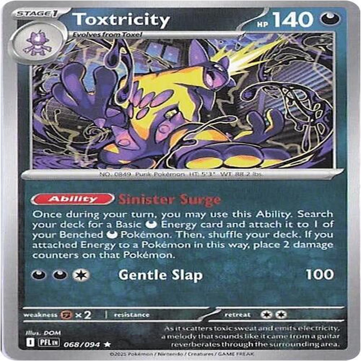 Toxtricity Reverse Holofoil ME02: Phantasmal Flames Rare 068/094 - Near Mint