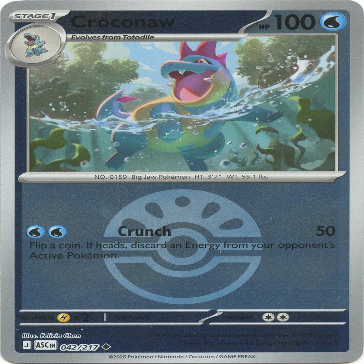 Croconaw (Friend Ball) Reverse Holofoil ME: Ascended Heroes Uncommon 042/217 - Near Mint