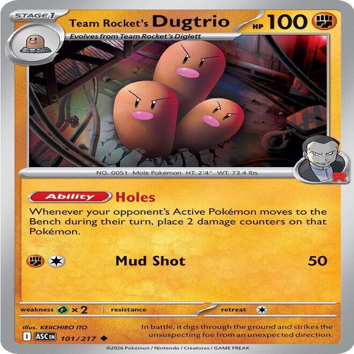 Team Rocket's Dugtrio - 101/217 Normal ME: Ascended Heroes Uncommon 101/217 - Near Mint