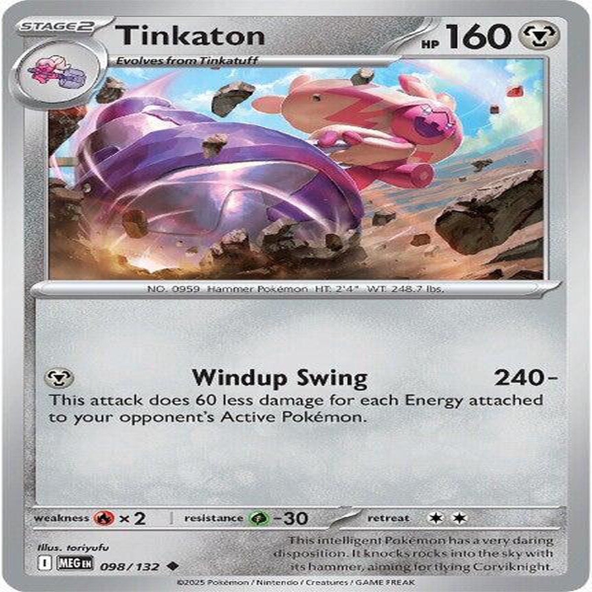 Tinkaton Reverse Holofoil ME01: Mega Evolution Uncommon 098/132 - Near Mint